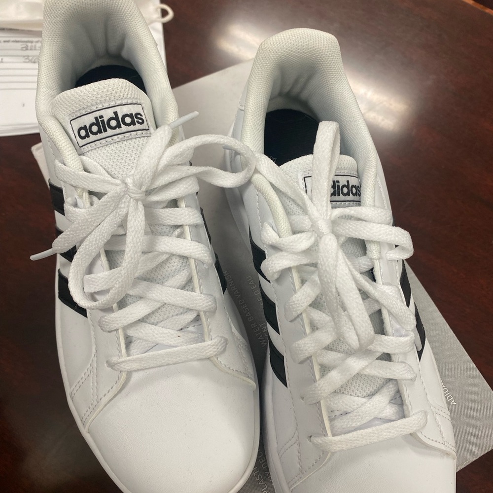 Adidas white and black shoes